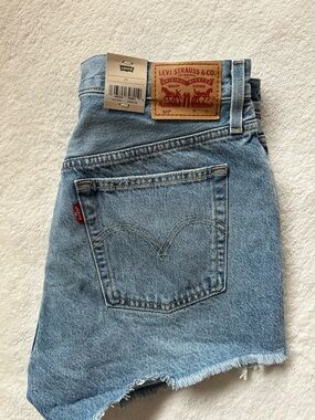 Light Blue Denim Jean Shorts -Frayed Hem